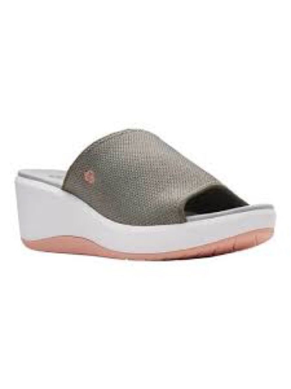 Cloudsteppers by Clarks Olive Green Slide Wedge Sandals Sz 9.5W